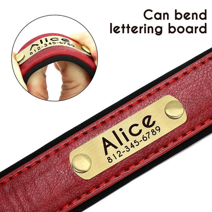 Customized Leather Dog Collar Leash Set With Free Engraving