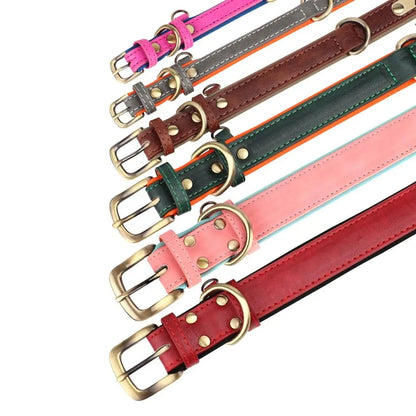 Customized Leather Dog Collar Leash Set With Free Engraving